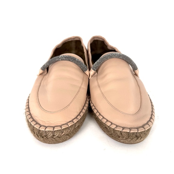 Brunello Cucinelli Light Beige Monili Leather Flat Espadrilles 38.5 8.5 - Picture 6 of 12